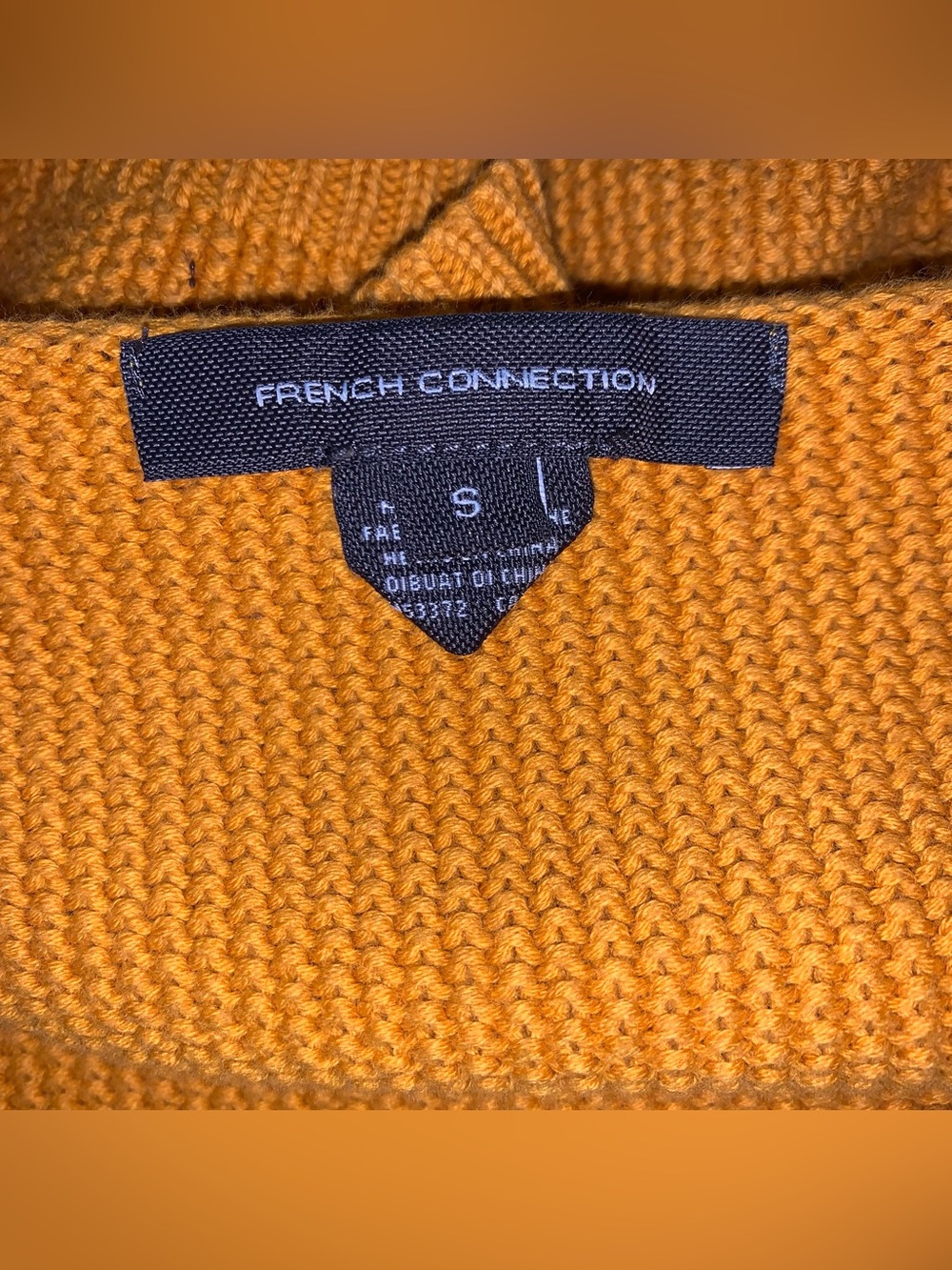 French Connection Waffle Knit Sweater Mustard Yellow Size small Oversized - Picture 3 of 5